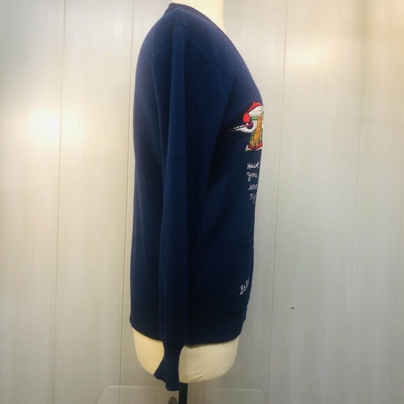 Vintage La Mode Du Golf Royal Blue Cardigan Sweater Button V-Neck Large - Picture 6 of 13